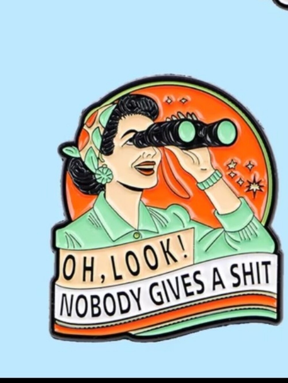 Oh, Look! Enamel Pin - Nobody Gives A Sht - Mint & Orange